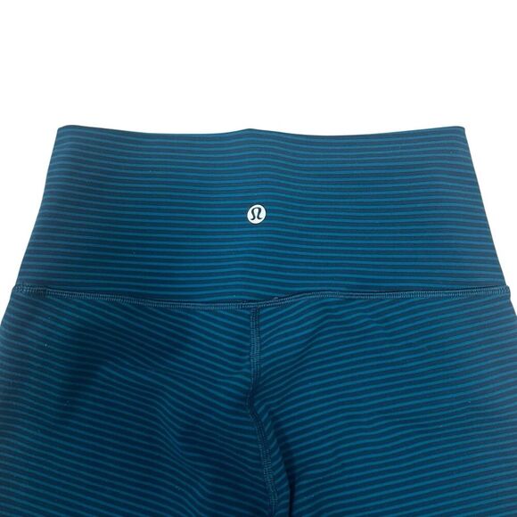 Lululemon Wunder Under High-Rise Stripe Leggings Teal Blue Athletic Pants Size 6 - Picture 5 of 8